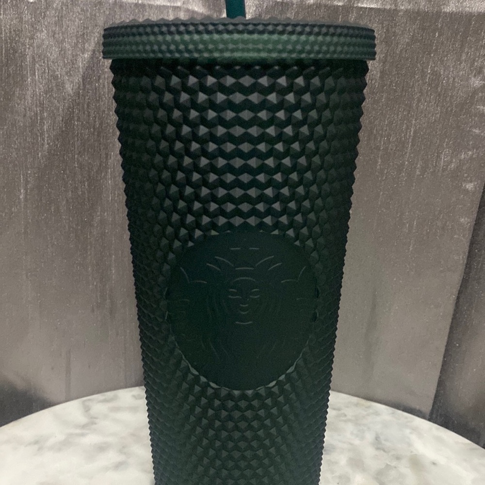 💚💚Beautiful! New! 2022 Matte Dark Green Studded Soft Touch Venti Tumbler Cup